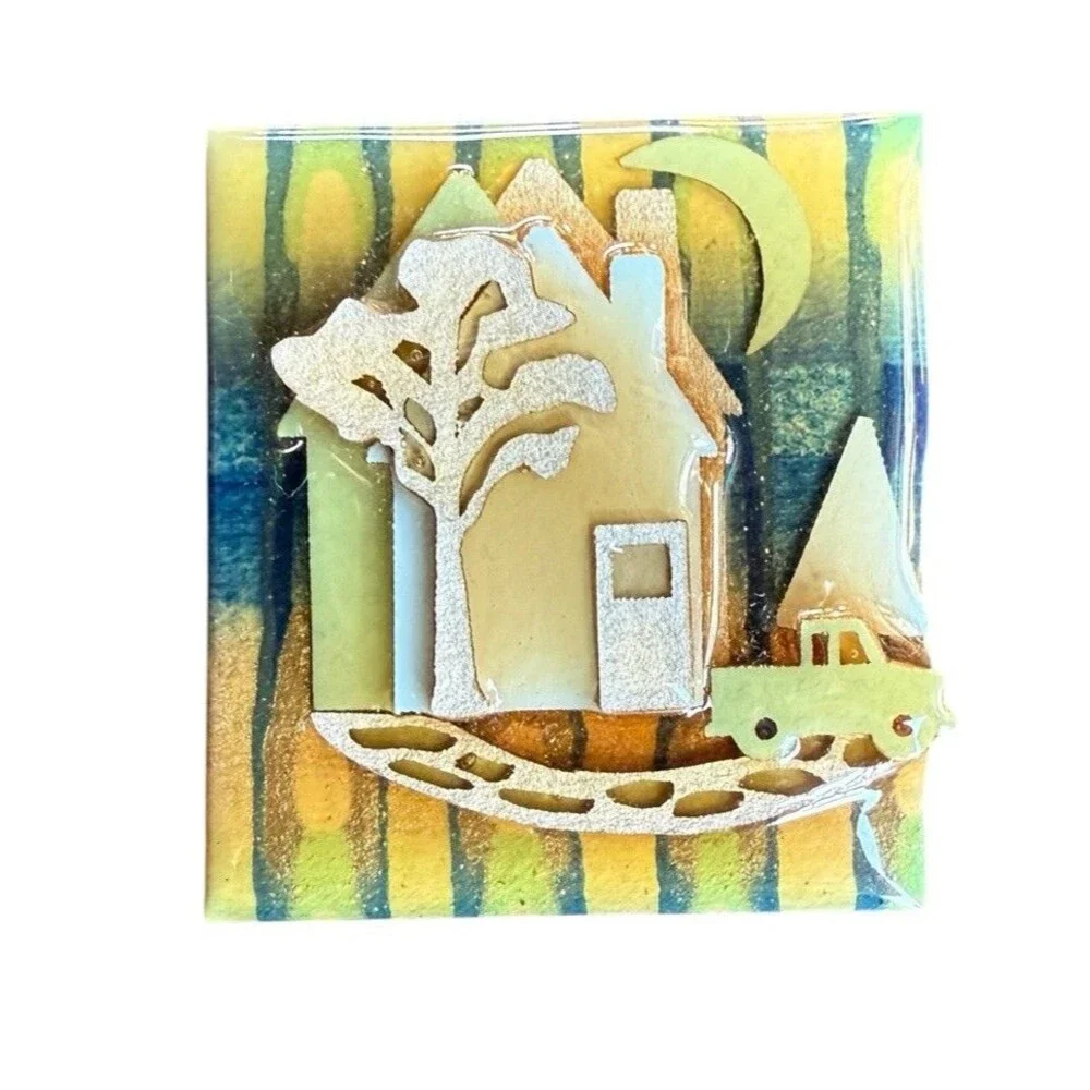 House Pins by Lucinda Sparkle House Moon Truck Tree Brooch Pin‎ Yellow Green